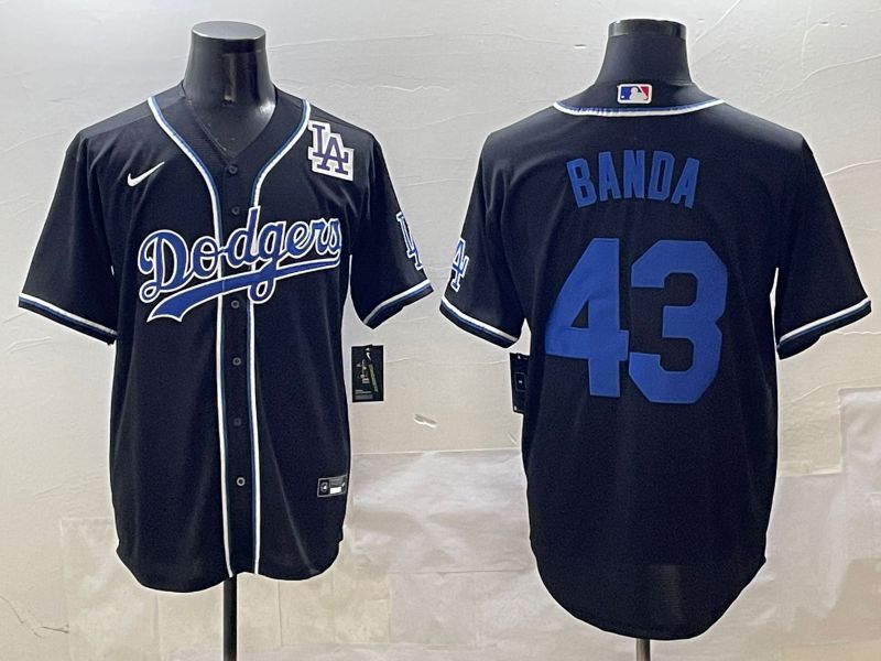 Men 2025 Los Angeles Dodgers 43 Banda Black Three generations Fashion Nike MLB Jersey style 11
